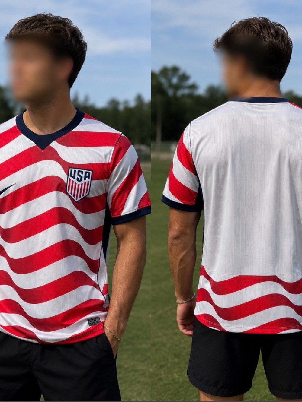 2026 USA Red & White Home Stripe Soccer Shirt Jersey Mens Medium